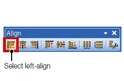 ❸ Select alignment direction from the Align toolbar