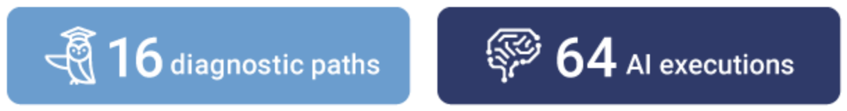 16 diagnostic paths and 64 AI executions