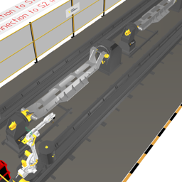 Arc Welding Cell with Two Robots on Tracks and One-axis Positioners (OLP)